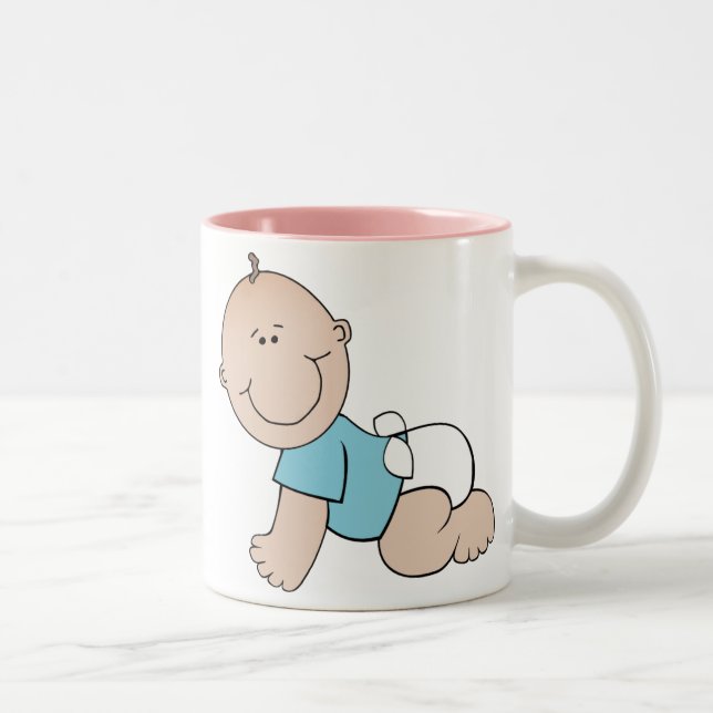 Baby boy crawling, Balloons two-toned ceramic mug (Right)