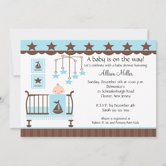 Baby Boy Crib Boy Baby Shower Invitation (Front)