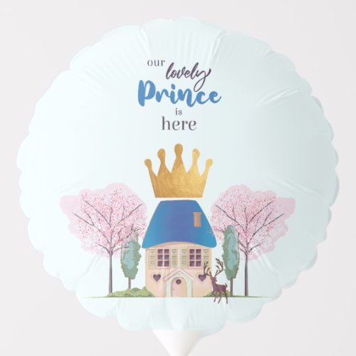 Baby Boy Crowned Blue Gold Fairy Prince Castle Balloon