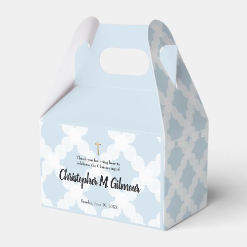 Baby Boy Custom Name Blue Christening Thank you Favor Boxes