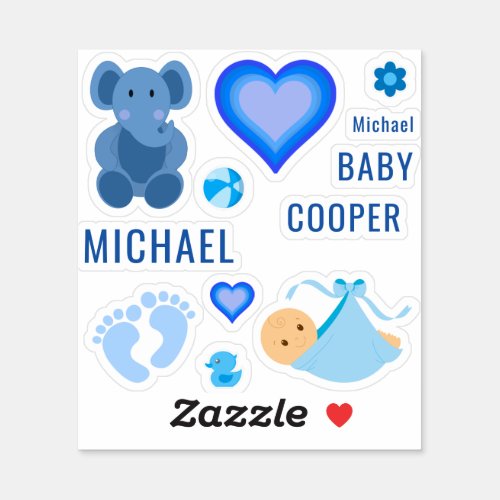 Baby Boy Custom NAME Transparent Stickers