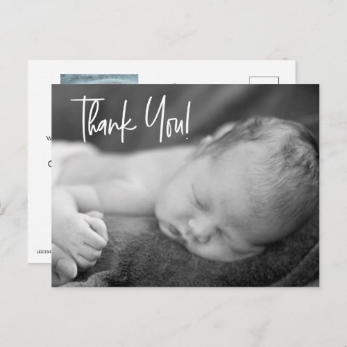 Baby Boy Custom Photos Handlettering thank you Postcard