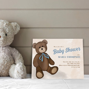 Baby Boy Cute Blue Shower Invitations