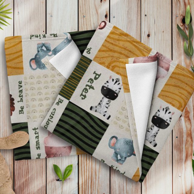Baby Boy Cute Safari Animals Personalized Blanket (Creator Uploaded)