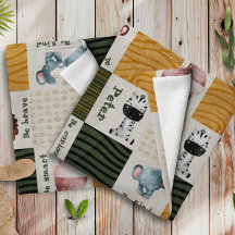 Baby Boy Cute Safari Animals Personalized Blanket