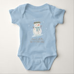 Baby Boy Cute Snowman First Christmas Baby Bodysuit<br><div class="desc">Delicate watercolor designs featuring playful snowmen and twirling snowflakes set the scene for a magical first celebration. It's a winter fairy tale made just for your baby boy's milestone moment.</div>