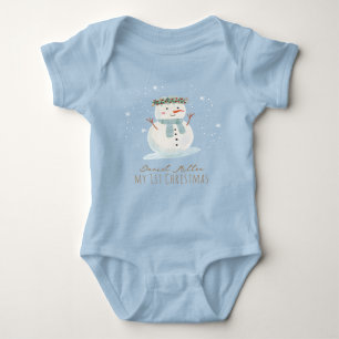 Baby Boy Cute Snowman First Christmas Baby Bodysuit