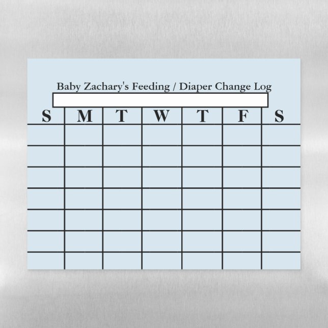 Baby Boy Daily Feeding Diaper Change Calendar Magnetic Dry Erase Sheet (Horizontal)