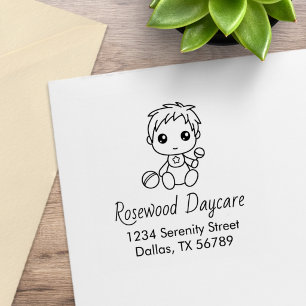 Baby Boy Daycare Childcare Address Rubber Stamp