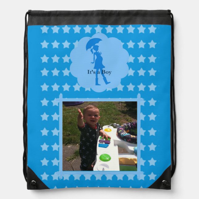 Baby Boy Diaper Bag Photo It's a Boy Quote (Front)