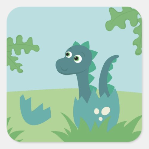 Baby boy dinosaur in egg sticker square sticker