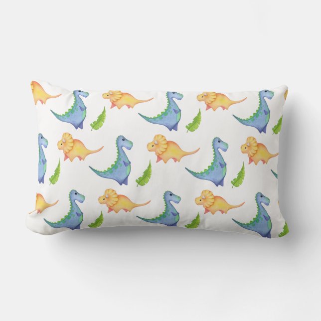 Baby Boy Dinosaur Nursery Bedroom Cute Chair Throw Lumbar Pillow (Front)