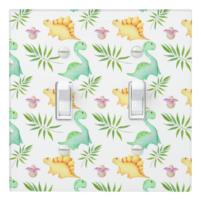 Baby Boy Dinosaur Nursery Bedroom Cute Light Switch Cover (In Situ)