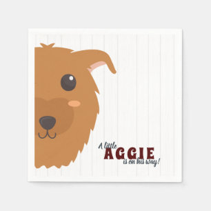 Baby Boy Dog Maroon Baby Shower Napkins