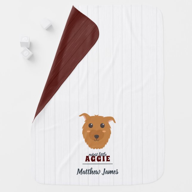 Baby Boy Dog Maroon Blanket (In Situ)