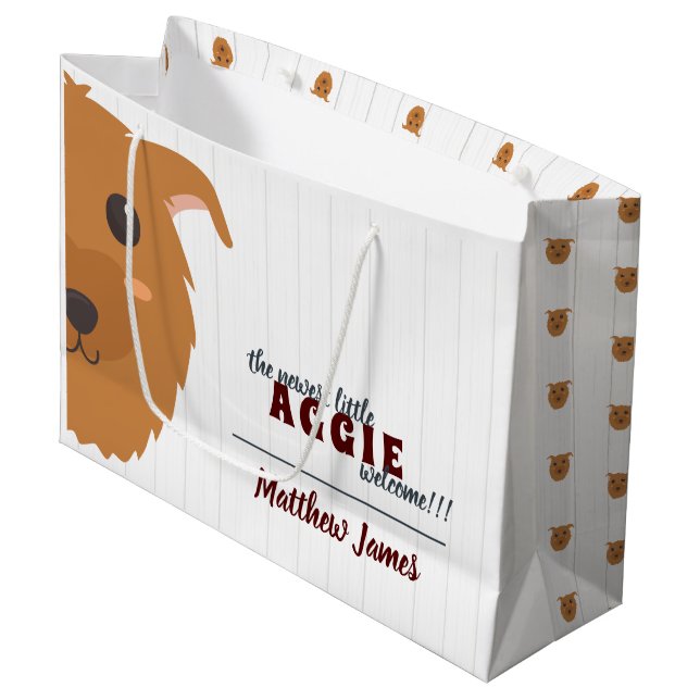 Baby Boy Dog Maroon Large Gift Bag (Front Angled)