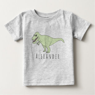 Baby Boy Doodle T-Rex Dinosaur with Name Baby T-Shirt