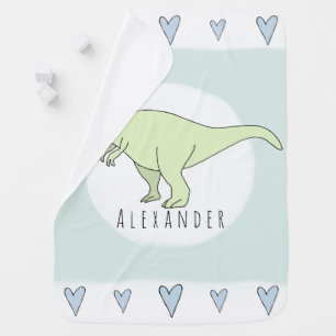 Baby Boy Doodle T-Rex Dinosaur with Name Blanket