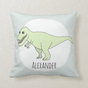 Baby Boy Doodle T-Rex Dinosaur with Name Nursery Throw Pillow