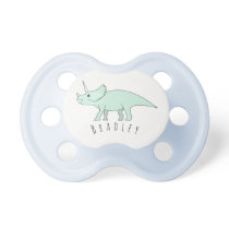 Baby Boy Doodle Triceratops Dinosaur with Name Pacifier