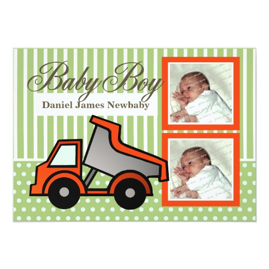 Baby Boy Dump Truck Photo Card