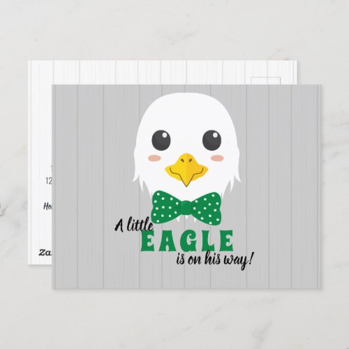 Baby Boy Eagle Green Baby Shower Invitation Postcard
