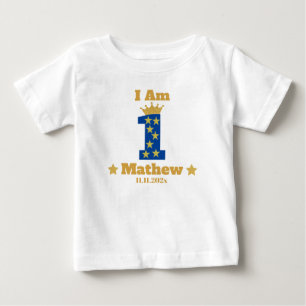 Baby Boy Elegant 1st Birthday Personalized White T-Shirt