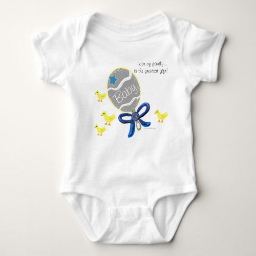 Baby Boy Elegant Blue Rattle Hospital Name Baby Bodysuit