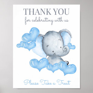 Baby Boy Elephant Baby Shower Favor Table Sign