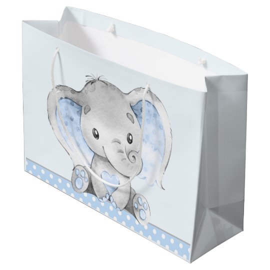 Baby Boy Elephant Baby Shower Large Gift Bag