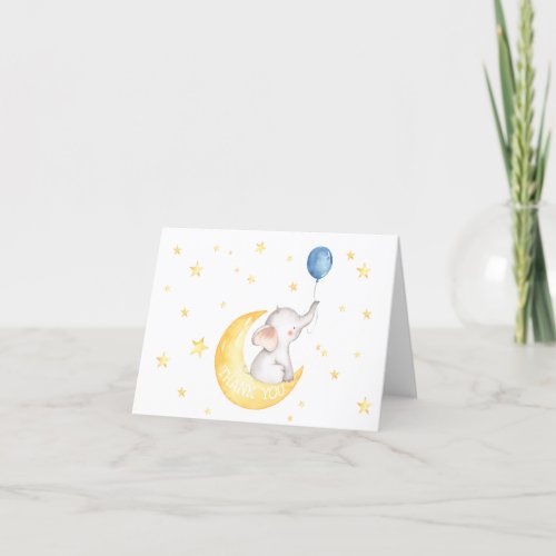 Baby Boy Elephant Baby shower thank you card