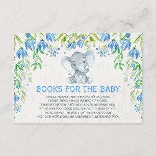Baby Boy Elephant Blue Floral Bring a Book Card