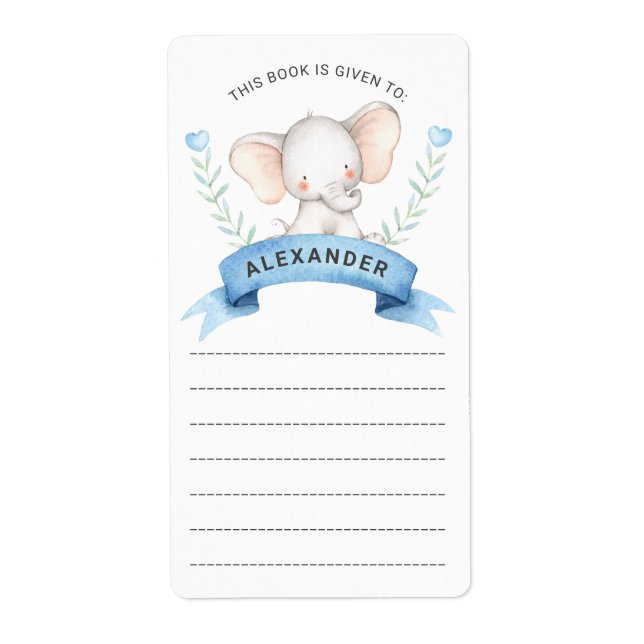Baby Boy Elephant book Label (Front)