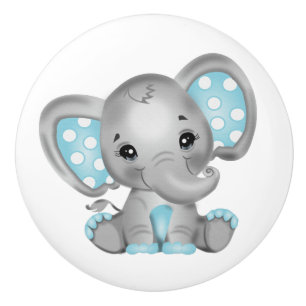 Baby Boy Elephant Ceramic Knob