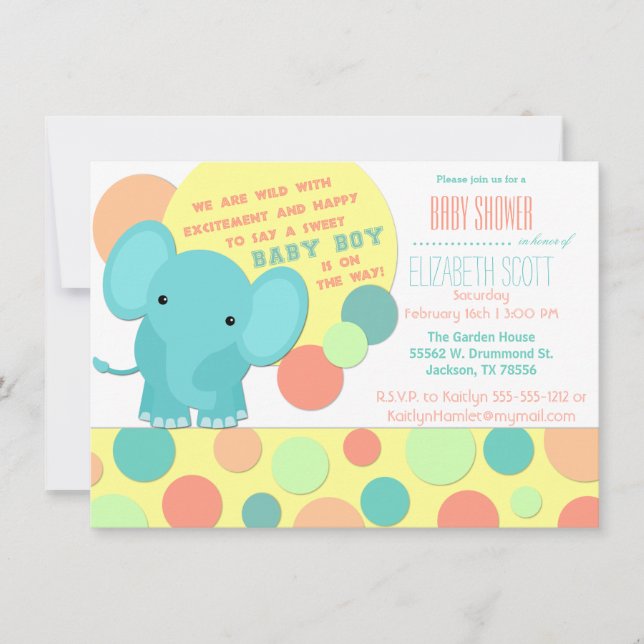 Baby Boy Elephant Circus Baby Shower Invitation (Front)