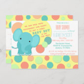 Baby Boy Elephant Circus Baby Shower Invitation (Front/Back)