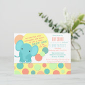 Baby Boy Elephant Circus Baby Shower Invitation (Standing Front)