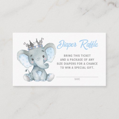 Baby Boy Elephant Diaper Raffle Card 