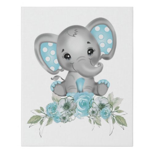 Baby Boy  Elephant Faux Wrapped Canvas Print