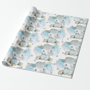 Personalise Gift Wrapping Paper Sheets for Baby Shower, Birthday, Boy -  Baby Blue Elephant – WrapaholicGifts