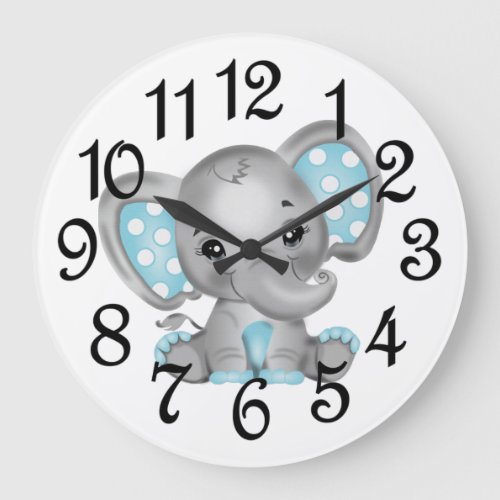 Baby Boy Elephant  Large Clock