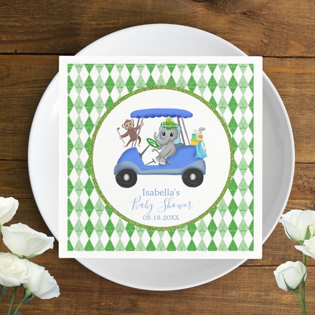 Baby Boy Elephant & Monkey Golf Napkins (Creator Uploaded)