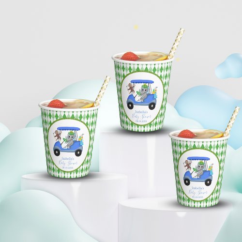 Baby Boy Elephant  Monkey Golf Shower Paper Cups