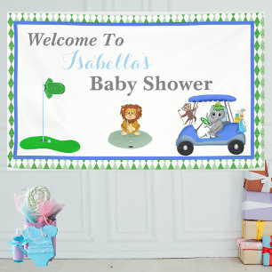 Baby Boy Elephant & Monkey Shower Banner