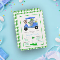 Baby Boy Elephant & Monkey Shower Invitation