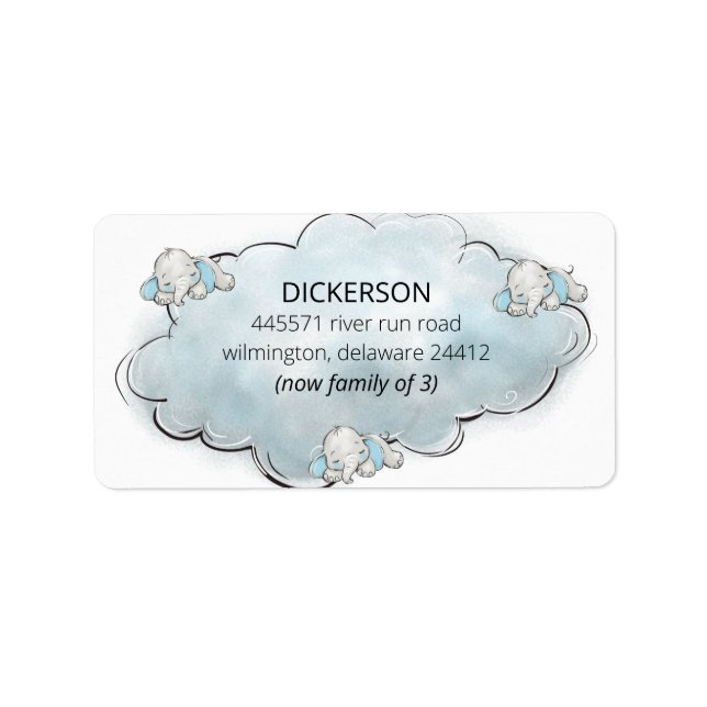 Baby Boy Elephant Now Family of #  Return Address Label (Front)