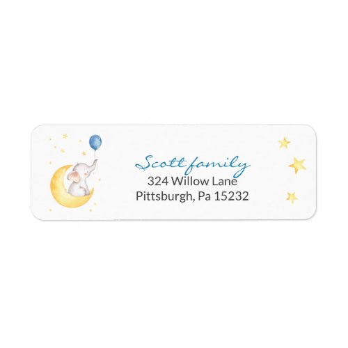 Baby Boy Elephant Return Address Label