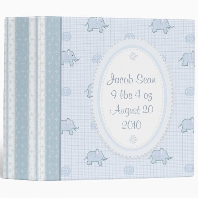 Baby Boy Elephant Scrapbook Binder (Front/Spine)