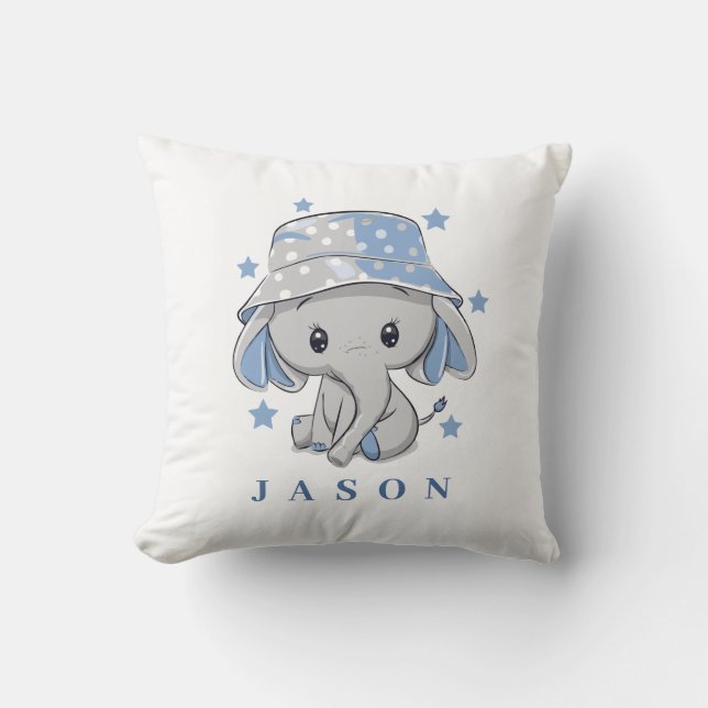 Baby Boy Elephant  Throw Pillow (Front)