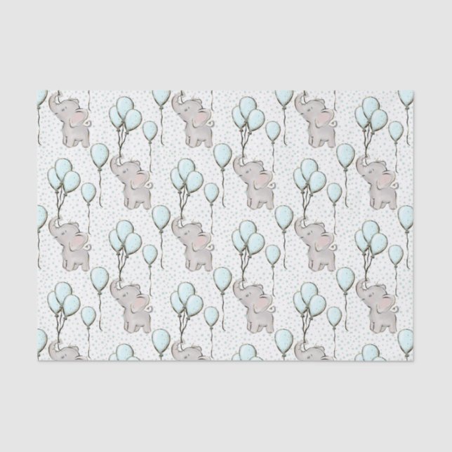 Baby Boy Elephants Tissue Paper (Front)